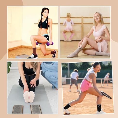 5 Pairs Women‘s Cute Pilates Socks with Grips, Non-Slip Ruffle Yoga Sock, Cotton Grippy Crew Sock for Barre Ballet in Saudi Arabia