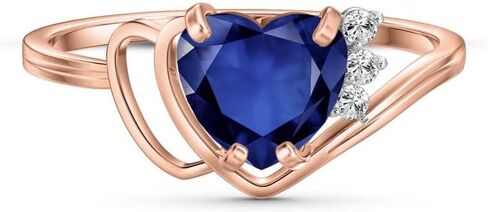 Galaxy Gold GG 14k الذهب الماس الحقيقي وخاتم الياقوت الطبيعي على شكل قلب in Saudi Arabia