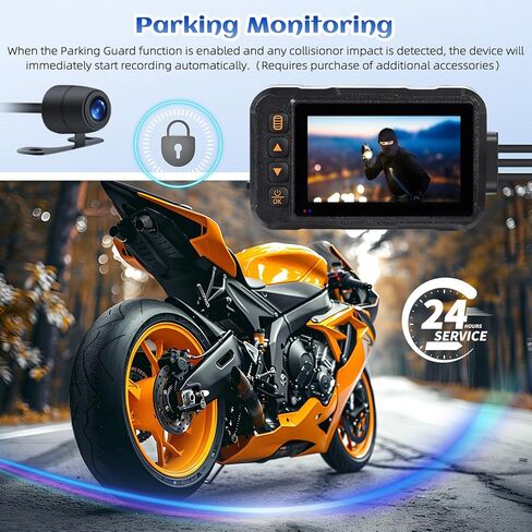 Motorcycle Dash Cam Dual HD Camera Front and Rear View,3" IPS Screen 720P IP67 Waterproof 150° Wide Angle Sportbike Recording DVR with G-Sensor,Loop Recording,Night Vision,Parking Monitor+32G SD in Kuwait
