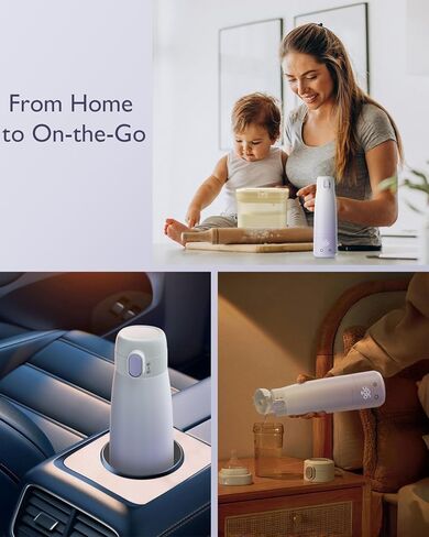 Portable Bottle Warmer for Breastmilk: Baby Milk Warmer with Smart Touch LED Temperature Control | Food-Grade Cordless On The Go Heating Bottle - 5 Mins Quick Milk Heating & Water 12 Ounces in Saudi Arabia