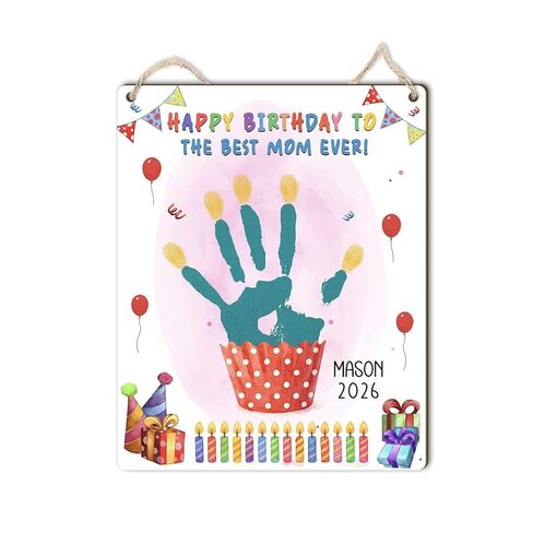Children’s Artwork Wooden Plaque, DIY Baby Handprints Art Craft, Kid Drawing Gift, Personalised Gift for Her, Mum, New Mom, Birthday Gift from Daughter, Mummy Sentimental Gift Idea Toddler Keepsake in Saudi Arabia