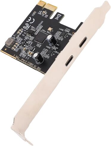 بطاقة توسيع Pomya Dual USB C PCIe مع شريحة ASM1042، محول نوع C عالي السرعة 5 جيجابت في الثانية لأجهزة الكمبيوتر المكتبية، التوصيل والتشغيل، متوافق مع PCIe X1/x4/x8/x16 in Kuwait