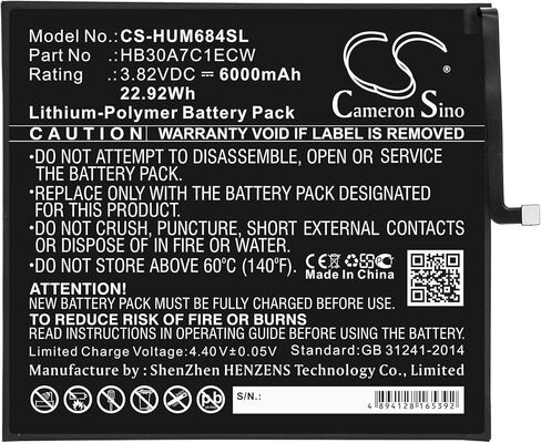بطارية لجهاز MediaPad M6 8.4، VRD-AL09، VRD-W09 PN: HB30A7C1ECW 6000 مللي أمبير / 22.92 وات في الساعة in Kuwait