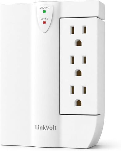قطاع الطاقة الواقي من LINKVOLT مع 6 منافذ تيار متردد ومنفذي USB-A، حماية من زيادة التيار 1200J، منافذ دوارة 90 درجة، شحن USB 18 وات، مدرج ETL، سلك تمديد بطول 5 أقدام للمكتب المنزلي in Kuwait