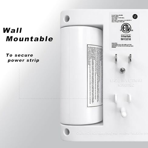 قطاع الطاقة الواقي من LINKVOLT مع 6 منافذ تيار متردد ومنفذي USB-A، حماية من زيادة التيار 1200J، منافذ دوارة 90 درجة، شحن USB 18 وات، مدرج ETL، سلك تمديد بطول 5 أقدام للمكتب المنزلي in Kuwait