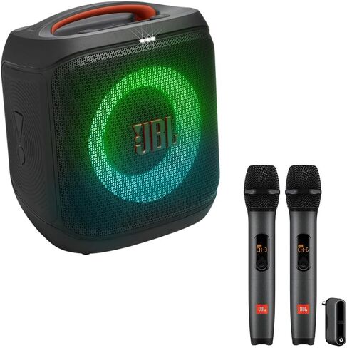 مجموعة سماعات الحفلات المحمولة JBL PartyBox Encore Essential 2 مع 2 ميكروفونات لاسلكية (أسود) in Kuwait