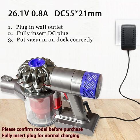 استبدال شاحن 26.1 فولت لـ Dyson V6 V7 V8 SV04 SV05 SV06 SV07 SV09 DC60 DC61 DC62 مكنسة كهربائية لاسلكية 229602-01 965875-07 AC/DC كابل شحن محول التيار الكهربائي 6.6FT أسود in Kuwait