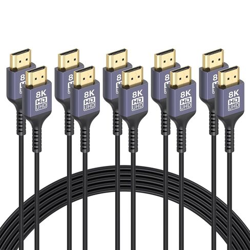 كابل HDMI رفيع للغاية 8K 2 حزمة بطول 6.6 قدم، كابل HDMI 2.1 نحيف 48 جيجابت في الثانية سلك HDMI عالي السرعة مع إيثرنت (8K@60 هرتز، 4K@60 هرتز، HDR ديناميكي، ثلاثي الأبعاد) للشاشة، PS5، HDTV، RTX4090/3090، RX7900/7800 in Kuwait