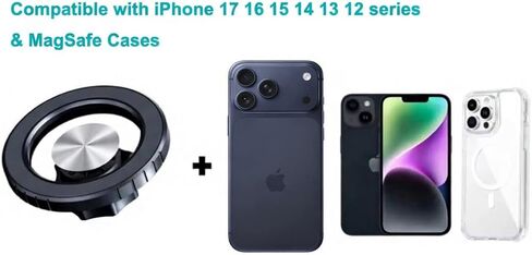 Magnetic Ball Phone Mount Compatible with MagSafe, 17mm/0.67inch Ball Joint, Strong N52 Magnets - Swivel & Rotate Car Phone Holder for iPhone 17 16 15 14 13 12 Android (MagSafe Holder only) in Kuwait