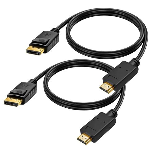 كابل DisplayPort إلى HDMI بطول 10 أقدام، 2 حزمة موصل مطلي بالذهب 4K@60 هرتز DP إلى HDMI سلك أحادي الاتجاه، متوافق مع أجهزة الكمبيوتر المحمولة Dell وHP وLenovo وAMD وNVIDIA والشاشات وأجهزة العرض in Kuwait