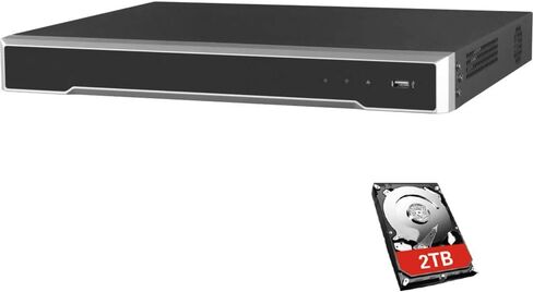 DS-7616NI-Q2/16P مع محرك أقراص ثابتة سعة 2 تيرابايت، ومسجل فيديو شبكي H.265 16 قناة PoE 4K 8MP NVR، التوصيل والتشغيل، النسخة الإنجليزية الأصلية الدولية in Kuwait