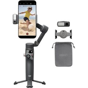 مثبت جيمبال DJI Osmo Mobile 7P لهواتف iPhone وAndroid والتتبع الأصلي والإضاءة، ومحور هاتف ثلاثي المحاور، وتحرير بنقرة واحدة، وقضيب تمديد مدمج وحامل ثلاثي القوائم، واستخدام 10 ساعات، وشحن الهاتف (متجدد) in Kuwait