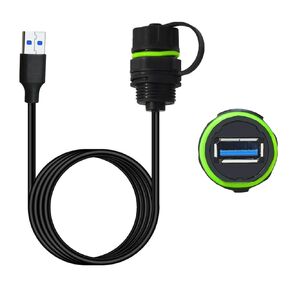 3.3ft M20 IP68 كابل تمديد USB 3.0 مقاوم للماء، 5 جيجا بايت في الثانية USB ذكر إلى أنثى يمر عبر محول موسع لوحة القيادة سلك تثبيت على لوحة القيادة للسيارات والشاحنات والدراجات النارية والقوارب واليخوت in Kuwait