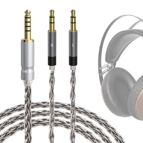 GEEKRIA Apollo Silver-Plated Copper Upgrade Audio Cable Compatible with Meze Audio 99 Classics V2, 109 PRO, LIRIC 2, Strada 4.4mm to Dual 3.5mm Replacement Cord (4.9 ft / 1.5 m/Silver) in Kuwait