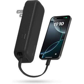 Nimble Wally Pro 20, 2-in-1 Portable Wall Charger + 5,000mAh Power Bank with Foldable Plug, Built-in USB-C Cable, 20W Fast Charging Battery Pack for iPhone, Samsung Galaxy, iPad & USB-C Devices in Kuwait