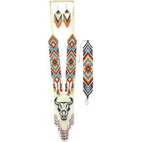 buybeaded Handmade beaded Native native american style glass seed bead Necklace Collar de cuentas nativas al estilo mexicano de los artesanos regalos para mujeres in Kuwait