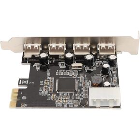 بطاقة توسيع PCIe إلى USB 2.0، 4 منافذ 480 ميجا بايت / ثانية شريحة MOSCHIP مع مصدر طاقة 4Pin، لسطح المكتب PCI Express x1 x4 x8 x16 in Kuwait
