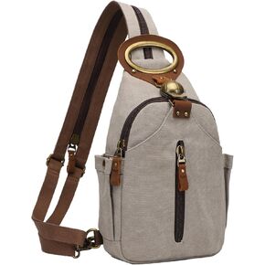 KouLi Buir Canvas Sling bag,Small Crossbody Backpack,Convertible Chest Bag Casual Daypack For Outdoor Cycling Hiking Travel (B3610-Leaden-N) in Kuwait