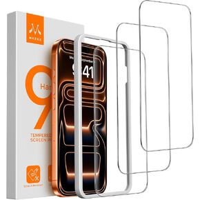 Mkeke 3 Pack Screen Protector for iPhone 17 Pro Max 6.9"，[9H+ Tempered Glass] [Easy Installation Frame][Military-Grade Drop Protection] HD Clear, Anti-Scratch, Bubble Free in Kuwait