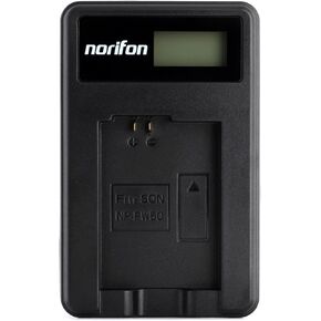 Norifon NP-FW50 LCD USB Charger for Sony Alpha 6000, 5000, 5100, ILCE-6000, ILCE-7, NEX-5T, NEX-6, NEX-5R, NEX-7, NEX-5, NEX-3N, NEX-3, NEX-C3, SLT-A37 Camera and More in Kuwait