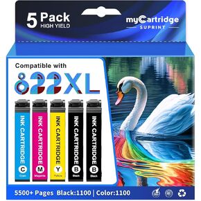 استبدال خرطوشة الحبر المعاد تصنيعها لحزمة كومبو خراطيش الحبر Epson 822XL 822 XL أحدث شريحة، متوافقة مع Workforce Pro WF-3820 WF-4820 WF-4830 WF-4833 WF-3823 طابعة عالية الإنتاجية 5 عبوات in Kuwait