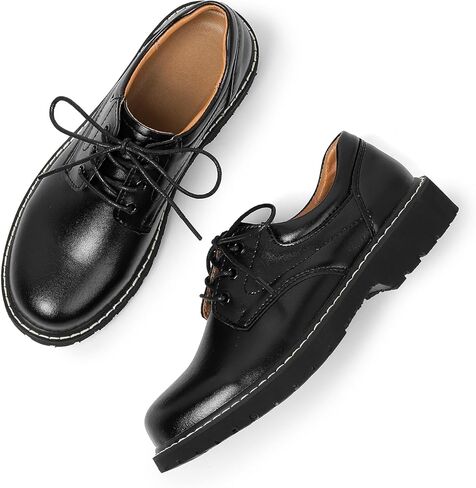Ruiatoo Women's Oxford Shoes Leather Platform Round Toe Lace Up Loafers Comfortable Dressy Casual Work Business Office Shoes in Saudi Arabia