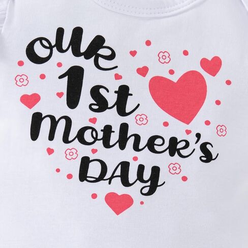 Our 1st Mothers 's Day-Happy Mother's Day Baby Girl Clothes Summer Short Sleeve Rompers Shorts With Headband in Saudi Arabia