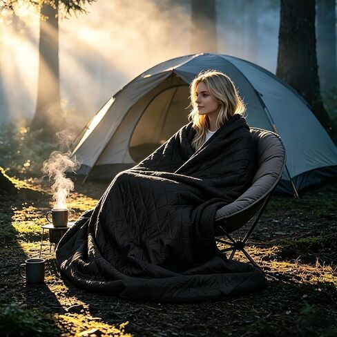 Waterproof Camping Blanket with Sherpa Lining 67"X 87", Large Outdoor Blankets for Camping for Cold Weather, Windproof Stadium Blanket for Sports, Car, Picnic, Adults, Machine Washable, (Black, 1PCS) in Kuwait