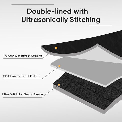 Waterproof Camping Blanket with Sherpa Lining 67"X 87", Large Outdoor Blankets for Camping for Cold Weather, Windproof Stadium Blanket for Sports, Car, Picnic, Adults, Machine Washable, (Black, 1PCS) in Kuwait