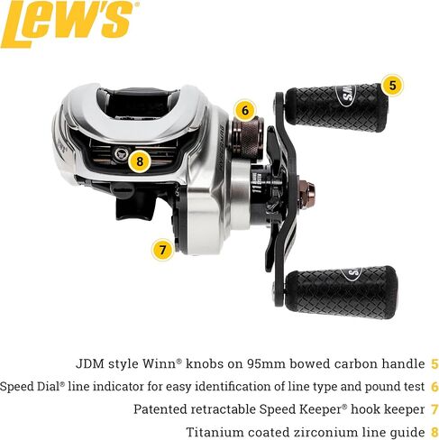 Lew's Team Lew’s HyperMag Baitcast Fishing Reel, 10+1 Double Shielded Bearings, Magnesium Frame, Carbon Fiber Drag, Silver in Kuwait