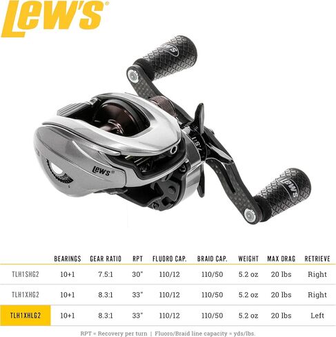 Lew's Team Lew’s HyperMag Baitcast Fishing Reel, 10+1 Double Shielded Bearings, Magnesium Frame, Carbon Fiber Drag, Silver in Kuwait