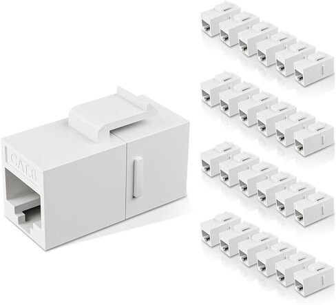 RJ45 Cat6 Keystone Coupler, 25-Pack Female to Female Cat6 Keystone Jack, UTP Keystone Coupler Insert (Black) in Kuwait