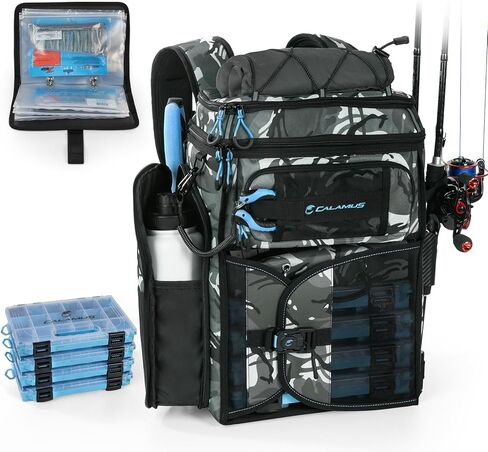 Calamus GearMaster Tackle Backpack with Bait Binder, Large Lightweight Water-Resistant Fishing Bag, Rod Holders, Food Storage in Kuwait