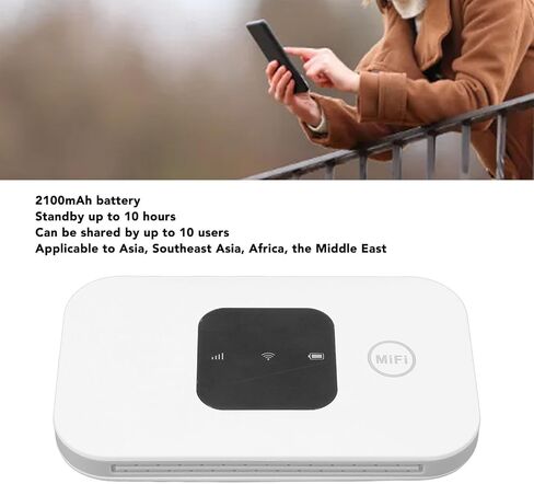 fosa 4G Mobile WiFi Hotspot, 4G LTE Portable WiFi Router, Hotspot Device Unlocked, with Micro SIM Card Slot 2100mAh Battery Support 10 Users in Kuwait