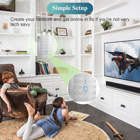 WiFi Extender Signal Booster for Home: Internet Repeater Range Covers Up to 9995 Sq.ft and 45+ Devices (White) in Kuwait