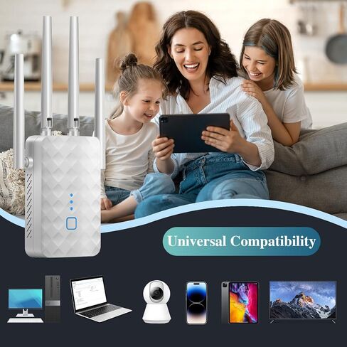 WiFi Extender Signal Booster for Home: Internet Repeater Range Covers Up to 9995 Sq.ft and 45+ Devices (White) in Kuwait