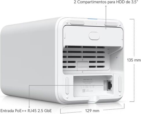 Ubiquiti NAS System UNAS-2 2 صينية مقاس 3.5 بوصة باللون الأبيض in Kuwait