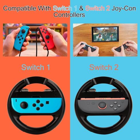 Lyvix Steering Wheel for Nintendo Switch 2/1 Joy-Con – Christmas Gift, Racing Wheel Compatible with NS2/NS/OLED for Mario Kart World 2025, Ergonomic Accessories with Quick Release & Installation Grips in Kuwait