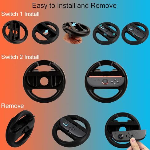 Lyvix Steering Wheel for Nintendo Switch 2/1 Joy-Con – Christmas Gift, Racing Wheel Compatible with NS2/NS/OLED for Mario Kart World 2025, Ergonomic Accessories with Quick Release & Installation Grips in Kuwait