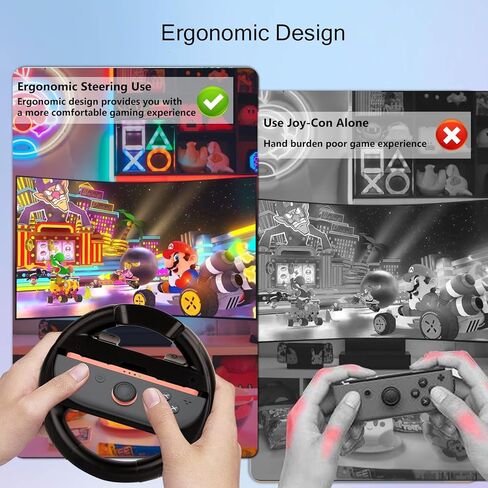 Lyvix Steering Wheel for Nintendo Switch 2/1 Joy-Con – Christmas Gift, Racing Wheel Compatible with NS2/NS/OLED for Mario Kart World 2025, Ergonomic Accessories with Quick Release & Installation Grips in Kuwait