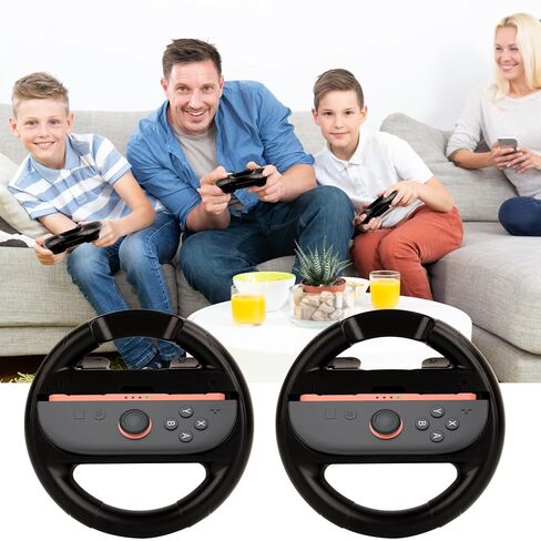 Lyvix Steering Wheel for Nintendo Switch 2/1 Joy-Con – Christmas Gift, Racing Wheel Compatible with NS2/NS/OLED for Mario Kart World 2025, Ergonomic Accessories with Quick Release & Installation Grips in Kuwait