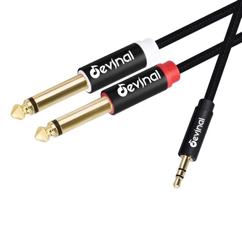 3.5mm TRS to Dual 1/4"(6.35mm) TS Y-Cable, 1/8" to Two 6.35mm Mono Stereo Splitter Cord, Compatible for Computer Sound Cards, CD Players, Multimedia Speakers and Home Stereo Systems 6FT in Kuwait