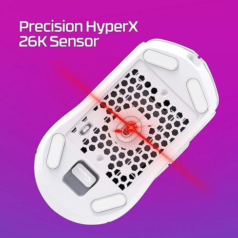 HyperX Pulsefire Haste 2 - ماوس ألعاب لاسلكي - خفيف الوزن للغاية، 61 جرام، عمر بطارية 100 ساعة، اتصال لاسلكي مزدوج، مستشعر دقيق - أبيض (متجدد) in Kuwait