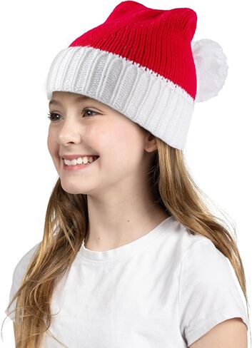 قبعة صغيرة متماسكة للكبار من Giggling Getup مع بوم بومس، قبعة سانتا قزم عيد الميلاد الحمراء للبالغين، النساء، الرجال، ملابس الحفلات in Kuwait
