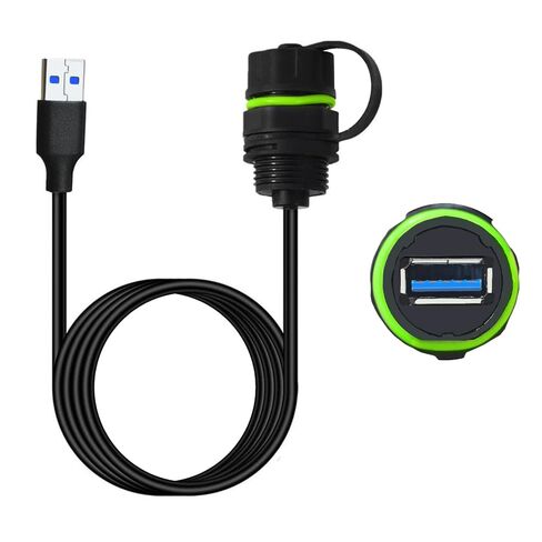 3.3ft M20 IP68 كابل تمديد USB 3.0 مقاوم للماء، 5 جيجا بايت في الثانية USB ذكر إلى أنثى يمر عبر محول موسع لوحة القيادة سلك تثبيت على لوحة القيادة للسيارات والشاحنات والدراجات النارية والقوارب واليخوت in Kuwait