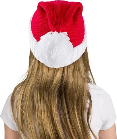 قبعة صغيرة متماسكة للكبار من Giggling Getup مع بوم بومس، قبعة سانتا قزم عيد الميلاد الحمراء للبالغين، النساء، الرجال، ملابس الحفلات in Kuwait