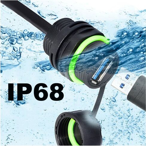3.3ft M20 IP68 كابل تمديد USB 3.0 مقاوم للماء، 5 جيجا بايت في الثانية USB ذكر إلى أنثى يمر عبر محول موسع لوحة القيادة سلك تثبيت على لوحة القيادة للسيارات والشاحنات والدراجات النارية والقوارب واليخوت in Kuwait