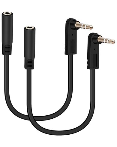 GELRHONR 3.5mm to 3.5mm Audio Extension Cable 0.5FT, 90-Degree Right Angle TRS 1/8" Male to Female Jack Aux Cord for Headphones, Headsets, Phones, MP3, Car Stereo Systems 2-Pack (S to A, M to F) in Kuwait