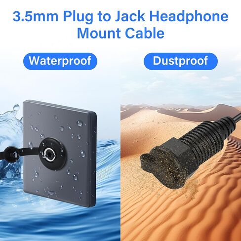3.5mm TRS Stereo Panel Mount Audio Cable，3.5mm 1/8" TRS Male to Female Embedded Threaded Fixed Waterproof Stereo Adapter Cable for Headphones Microphones Speakers（0.3M/1FT） in Kuwait