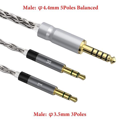 GEEKRIA Apollo Silver-Plated Copper Upgrade Audio Cable Compatible with Meze Audio 99 Classics V2, 109 PRO, LIRIC 2, Strada 4.4mm to Dual 3.5mm Replacement Cord (4.9 ft / 1.5 m/Silver) in Kuwait